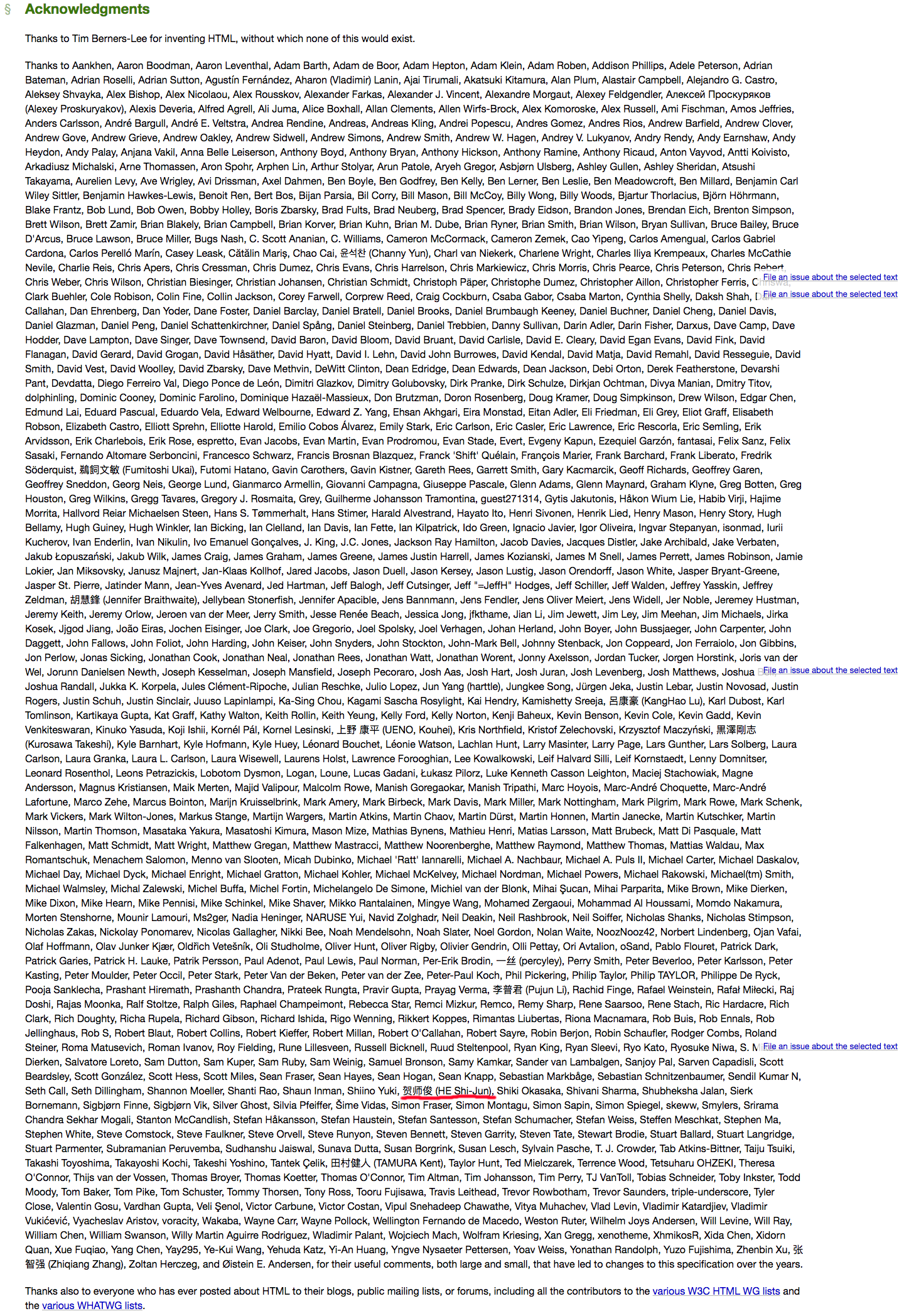 Hax in HTML Acknowledgments